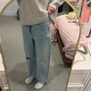 Free People Light Wash Barrel Jeans